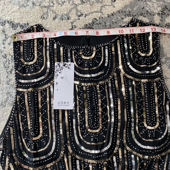 Black Bohemian Sequinned Dress - Picture 6 of 9